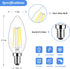 Brightever E12 Candelabra LED Light Bulbs 60 Watt Equivalent, 620 Lumen 6W Clear LED Filament Candle Bulbs, Daylight White 5000K Non-Dimmable Chan...
