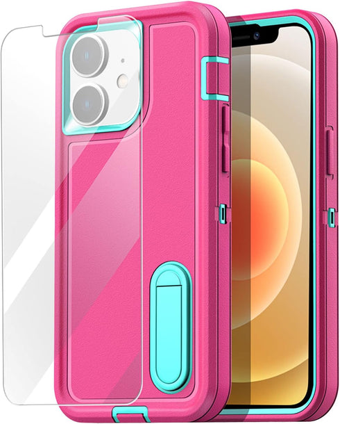 AICase for iPhone 12/12 Pro Case Built-in Kickstand with Glass Screen Protector+Camera Lens,Heavy Duty Drop Protection Full Body Rugged Shockproof...