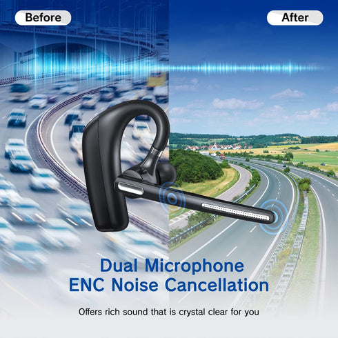 Bluetooth Headset - Wireless Headset with Microphone 90 Days Standby/110 Hours Talktime, Bluetooth Earpiece for Cell Phone/PC Tablet/Laptop Comput...