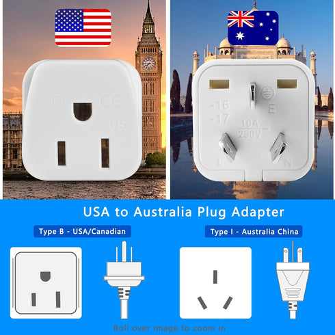 New Zealand Power Adapter USA to Australia Plug Adapter Australia Travel Adapter US to Argentina Australian,China,Type I Plug Adapter 2Pack...