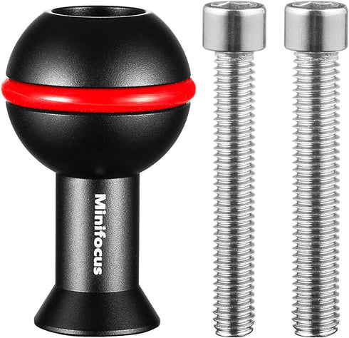 1" Ball Adapter with M6 & 1/4" Threaded Stud, Aluminum Alloy Fixed Ballhead Mount Adapter for Action Camera & Camcorder Compatible Underwater Tray...