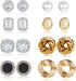 8 Pairs Stud Earrings Set for Women Cubic Zirconia Halo Studs Gold Knot Twist Stud Earrings Faux Pearl Simple Post Earrings for Women...