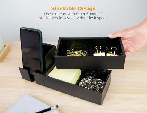 Bostitch Office Konnect Desk Organizer Accessory Tray, Wide, Stacks for Desktop Storage, Black...