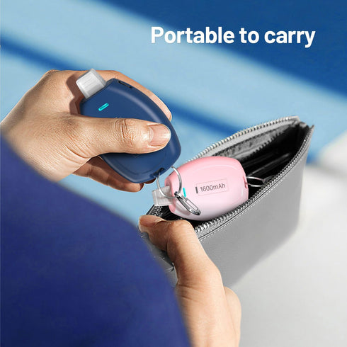 2-Pack Keychain Portable Charger for iPhone, 1600mAh Mini Power Emergency Pod Ultra-Compact External Power Bank Battery Pack, Key Ring Cell Phone ...
