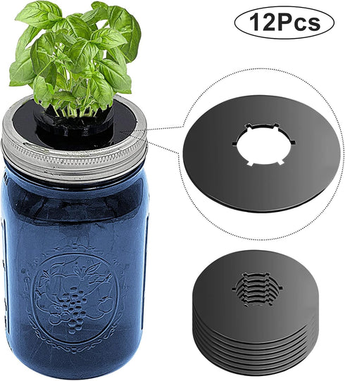 12PCS Kratky Lids Wide Mouth Hydroponic Cover Lids Kratky Mason Jar Lids Kratky Lid Insert Kratky Jar Cover Hydroponic Lids Kratky Hydroponics Sup...