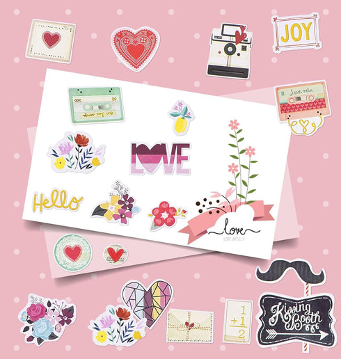 FaCraft Scrapbooking Supplies Ephemera Die Cuts Stickers (95 pcs Love)...