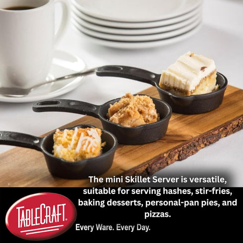 TableCraft Products CW30122 Cast Iron Mini Round Skillet 3?" Dia (6?" with Handle) x 1¼" D, 1.25" Height, 4.125" Width, 6.875" Length, CW30122...