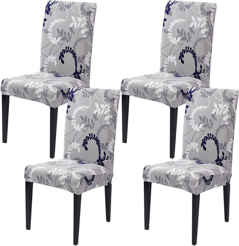 HZDHCLH Chair Covers for Dining Room Set of 4,Stretch Spandex Grey Parsons Chair Slipcover 4 Pack,Removable Washable Dining Chair Cover,Anti-dust ...