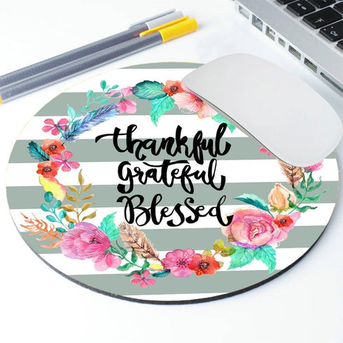 Whimsical Quote Mousepad Thankful Grateful - Mousepad Mat Personalized Quote Office Decor Desk Accessories mousepad Rubber...