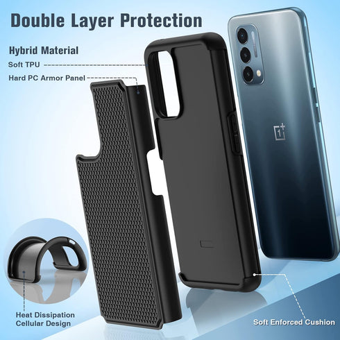 JXVM for OnePlus Nord N200 5G Case: Dual Layer Protective Heavy Duty Cell Phone Cover Shockproof Rugged with Non Slip Textured Back - Military Pro...
