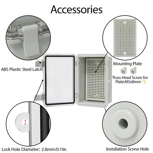 ABS Plastic Dustproof Waterproof IP65 Junction Box Hinged Shell Universal Electrical Project Enclosure Gray, with PC Transparent Clear Cover 5.9 x...