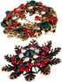 2Pcs Christmas Brooch Pin Rhinestone Brooch with Christmas Wreath Snowflake Design Enamel Lapel Pins for Christmas Holiday Party...