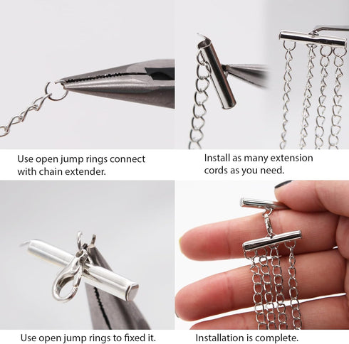 JOJOPLAY All Size Slider Clasp for Beading Slide Tube Cord Ends with Open Jump Rings Lobster Clasp Chain Extender Jewelry Finding Kit Bead Loom En...
