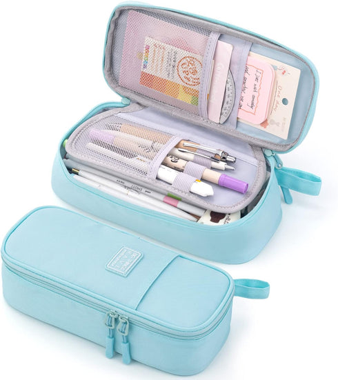 CICIMELON Durable Pencil Case Big Storage Pen Pouch Bag for School Supplies Office College Teen Adults, Light Blue...