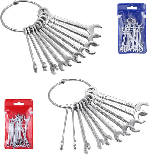 20pcs Mini Wrench Set Open End Wrench Ignition Wrench Sets With Chain Ring British/Metric Type Wrenches (Metric + British)...
