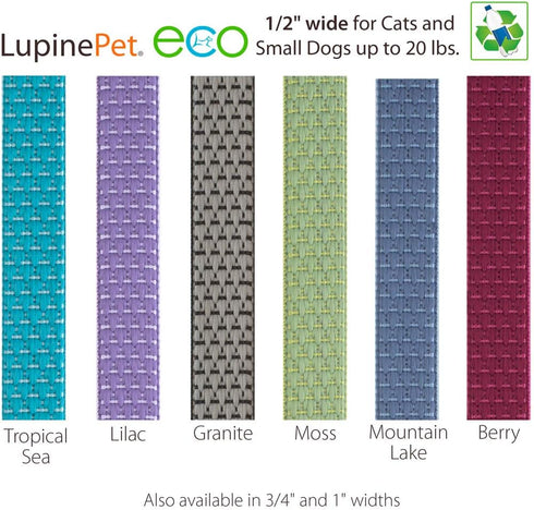 Small Dog Leash by Lupine ECO collection 1/2" wide Mountain Lake 4-foot long with Padded Handle...