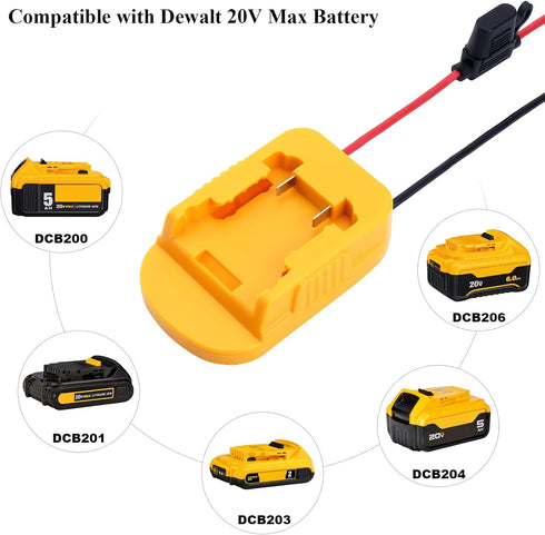 ELEFLY 2 Pack Power Wheels Adapter Compatible with Dewalt 20V Battery DCB206 DCB204 with Fuse & Wire terminals, Power Connector for Rc Car Toys, R...