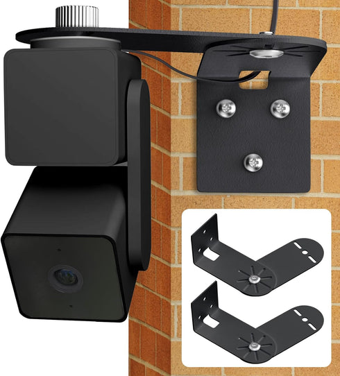 2Pack Corner Wall Mount Bracket for Wyze Cam Pan V3/V2, Wyze Cam V4/V3/V2, Max Cover Both Sides of The House 300 Degrees Reduce Blind Spots, Indoo...