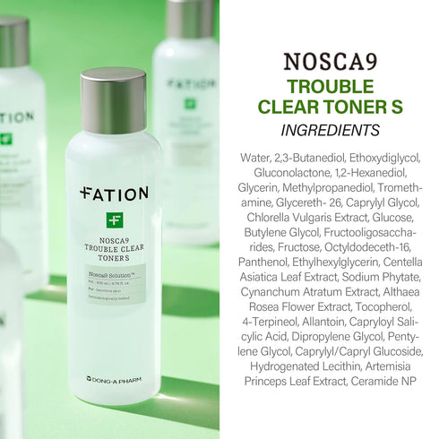 NOSCA9 Trouble Clear Toner S | Hydrating Toner for Face w/Centella Asiatica, LHA & PHA | Gentle & Exfoliating Toner for Sensitive Skin | Korean Sk...