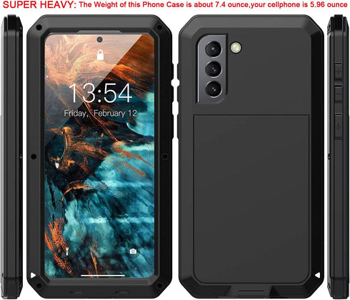Marrkey for Galaxy S21 Case,Full Body Protective Cover Heavy Duty Shockproof Tough Armour Aluminum Alloy Metal Case with Silicone Built-in Screen ...