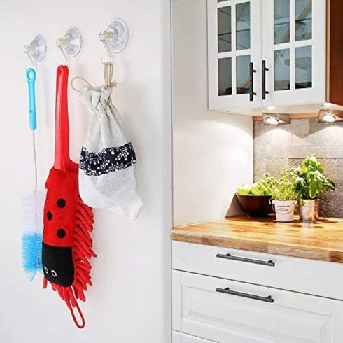 Clear Plastic Suction Cup Hook, oobest 6 Pack Ultra Heavy Duty Hooks Strong Power Lock Hooks Vacuum Traceless Hooks Smooth Waterproof Oil-Proof Wa...