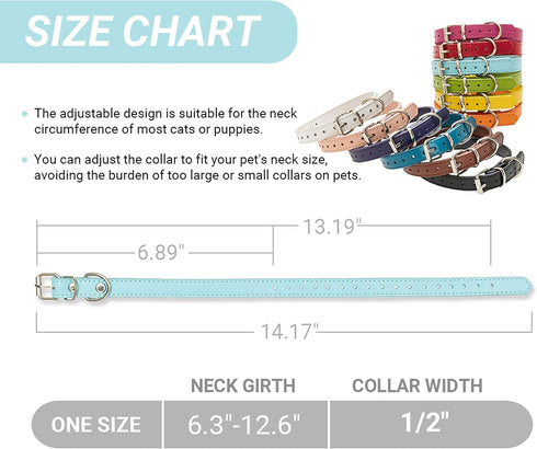 Puppy Collar - Identification ID Leather Small Dog Collars - 12 pcs Adjustable Soft Colorful Cute Pet Basic Collars for Girl Boy Dogs Cats...