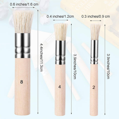 6Pcs Wooden Stencil Brushes, Pure Natural Bristle Brush, Paint Brushes, Wood Wall Painting Bristle Template Set for Acrylic Oil Watercolor Art Pai...