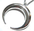 Oversized Silvertone Crescent Moon Pendant on Long Chain Necklace Gothic Occult Wiccan...