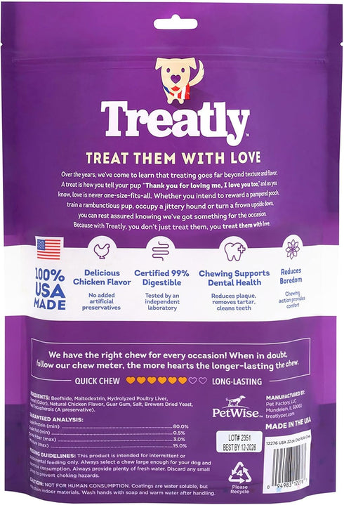 USA Beefhide Chip Rolls 5-6" Dog Chew Treats - Chicken Flavor, 22 Count/1 Pack...