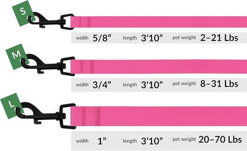 CollarDirect Waterproof Dog Leash Small Medium Large Durable Pet Leashes for Walking Training Running Pink Black Blue Orange Green (M, Pink)...