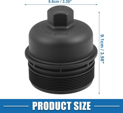 Engine Oil Filter Housing Cover Cap 26351-3C250 for Kia Sedona Borrego 3.8L 2009-2010 Plastic Black...