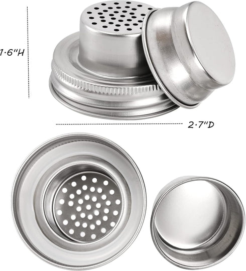 8 Pack Mason Jar Shaker Lids, Stainless Steel Shaker Lids for Mason Jars, Mason Jar Spice Lid with Silicone Seal for Regular Mouth Jar (Jar Not In...