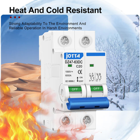 JOTTA DC Miniature Circuit Breaker,2 Poles 1000V for Solar PV System,Din Rail Installation (2 PCS 20A)...
