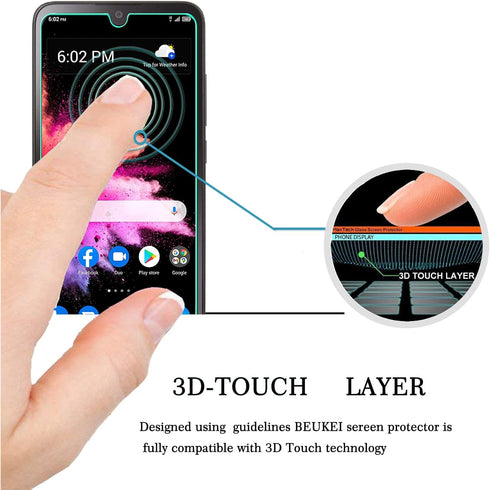 beukei (3 Pack) Compatible for Alcatel TCL 30 Z/TCL T602DL / TCL 30 LE/TCL 30Z Screen Protector Tempered Glass,Touch Sensitive,Case Friendly, 9H H...