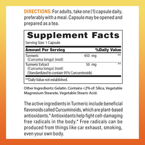Vitamin World Turmeric Curcumin 500mg 90 Capsules, Standardized to contain 95% Curcuminoids, Rapid-release, Plant-based Antioxidant, Gluten Free...