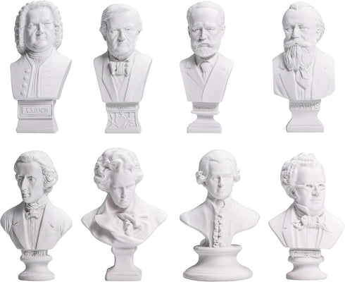 Waldosia Great Composers Bust Statuette Set w/Artemis and Michelangelo's David Figurines...