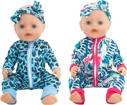 SOTOGO 5 Sets Doll Clothes Outfits Jumpsuits with 5 Headbands for 14 to 17 Inch New Born Baby Doll, 15 Inch Baby Doll and American 18 Inch Doll Cl...
