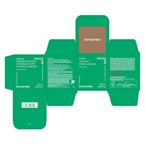 innisfree Super Volcanic Pore Clay Mask, Korean Pore Clearing Clay Mask with Volcanic Clusters and AHA...