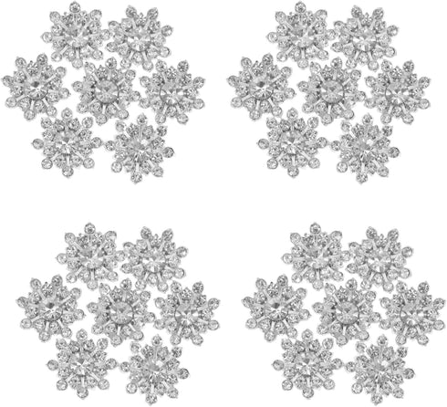 Christmas Snowflake Buttons Pearl Rhinestone Buttons Flat Back Flower Buttons Pearl Sew on Clothing Buttons for DIY Crafts 30Pcs Silver 1 Silver S...