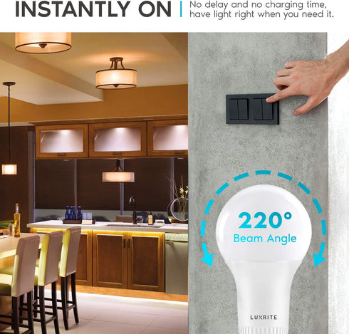 LUXRITE A19 LED GU24 Light Bulb, 60W Equivalent, 2700K Warm White, Enclosed Fixture Rated, 800 Lumens, Dimmable Twist Lock Light Bulbs, Damp Rated...