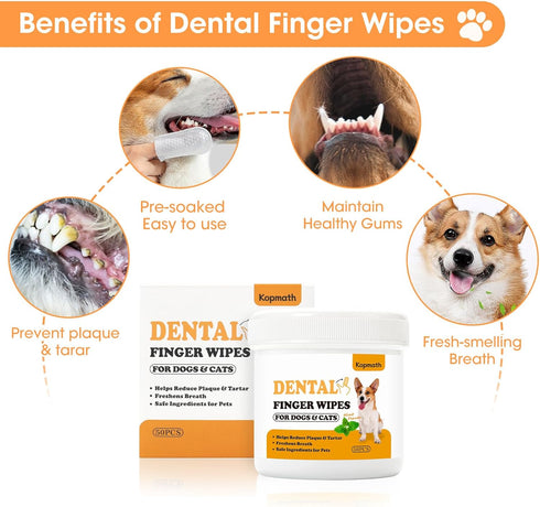 Dog Teeth Cleaning Wipes, Wider Dog Dental Wipes for Teeth, Reduce Plaque & Tartar, Freshen Breath,Safe& Natural Pet Dental Finger Wipes for Dogs ...
