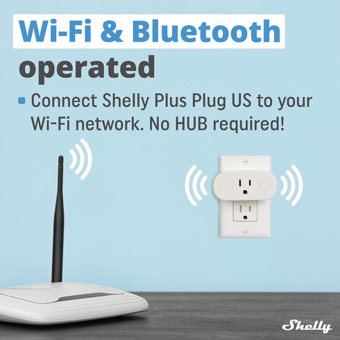 Shelly Plus Plug US | WiFi & Bluetooth Operated Smart Plug with Power Measurement | Home Automation | iOS Android App | Alexa and Google Home Comp...