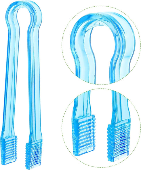 10 Pcs Plastic Buffet Serving Tongs, Clear Blue Kitchen Tongs Mini Serving Utensil Tongs for Food Ice Salad Buffet Barbecue Cookies, 6.3 Inches...