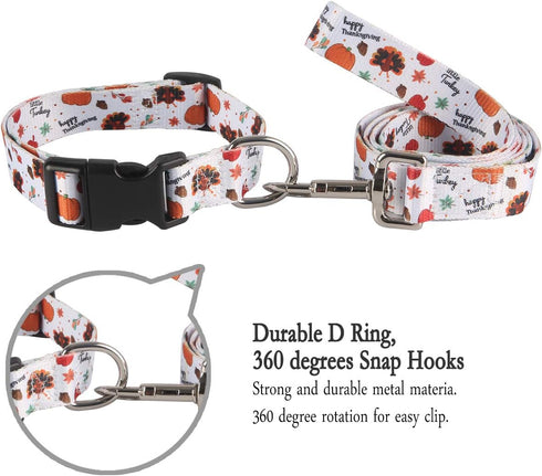 2PCS Dog Thanksgiving Collar with Pet Funny Turkey Leash Set Cat Adjustable Dog Cute Fall Collars for Small Medium Large Pets Dogs Cats (Small)...