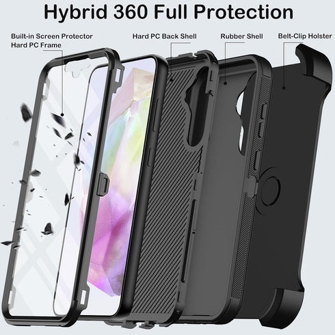 for Samsung Galaxy A35 5G Case with Belt Clip Holster,Built-in Screen Protector,Heavy Duty Shockproof Drop Protection Military Grade Durable Phone...