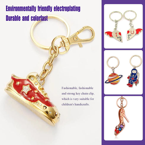 Swpeet 60Pcs Round and Heart Shape 4 Colors Key Rings O Rings with Metal Swivel Lobster Claw Clasp Keychain Assortment Kit, Flat Keychain Rings Me...