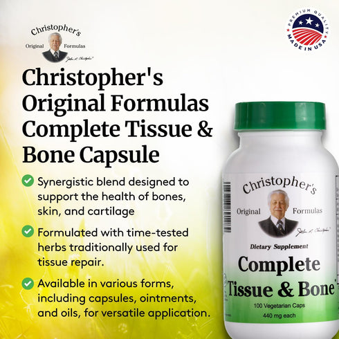 Christopher's Original Formulas Complete Tissue & Bone Formula – 100 VCaps | Herbal Support for Bones & Connective Tissue - Pack of 2...