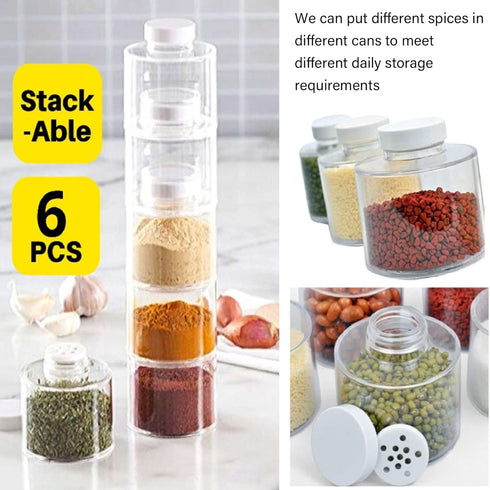 Atyhao Portable Spice Rack with Separate Covers, Transparent Spice Storage Box 6pcs Stackable Seasoning Pot for Kitchen...