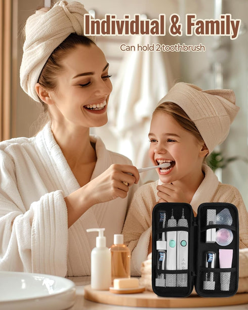 Slohif 2in1 Electric Toothbrush Travel Bag Soft Case - Fits for Oral-B Pro/Philips Sonicare/iO Series Toothbrushes Cover Tooth Brush Protective St...