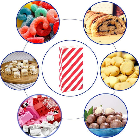 Bright Color Striped Paper Bags Rainbow Party Bags for kids’ Birthday Party Baby shower Wedding (3.5×2.3×7 in 50CT)...